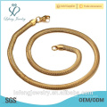 Moda Design 24k banhado a ouro 316 aço inoxidável 5 milímetros cadeia colar de cobra